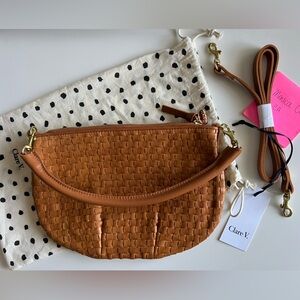 Clare V. Woven Leather Crossbody Bag + Adjustable Webbing Strap